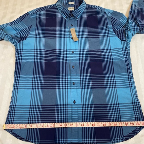 J. Crew Secret Wash Shirting Slim Button Down Plaid Shirt XXL Blue Stretch NWT - Picture 8 of 15
